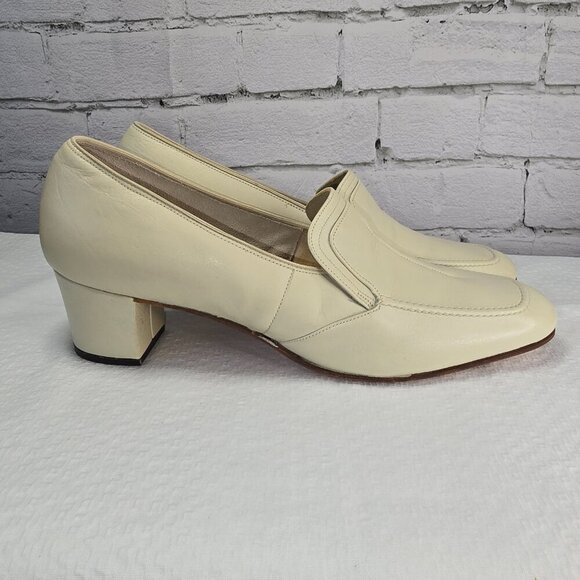 FOOT-SO-PORT STEPETTES VINTAGE BEIGE PUMPS SQUARE TOE BLOCK HEEL WOMENS SIZE 10 - Picture 8 of 8